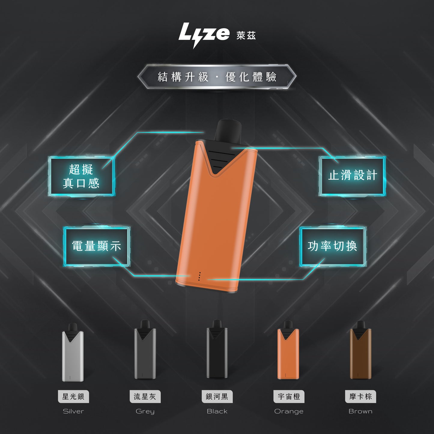 Lyze萊茲 10000口｜大容量換彈式主機｜具有止滑設計可以功率切换，適配東京魔盒｜【買5盒煙彈送1隻主機】